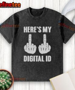Official Fck You Here's My Digital ID washed t-shirt featuring bold graphic design on a casual fit for trendy fashion.