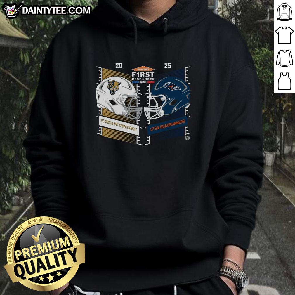 official-florida-international-vs-utsa-roadrunners-2025-servpro-first-responder-bowl-helmet-hoodie Alt Text: Official Florida International vs UTSA Roadrunners 2025 Servpro First Responder Bowl helmet hoodie design.