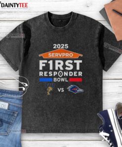 Official Florida International vs UTSA Roadrunners 2025 Servpro First Responder Bowl matchup washed t-shirt design.