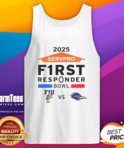 Official Florida International vs. UTSA Roadrunners 2025 Servpro First Responder Bowl tank top design in vibrant colors.