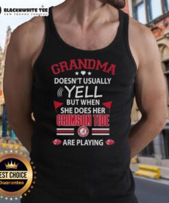 Official Grandma Doesn't Usually Yell Tank Top featuring Alabama Crimson Tide design, perfect for game day enthusiasm.