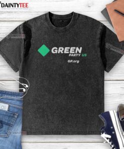 Official Green Party US washed t-shirt in vibrant green, showcasing eco-friendly fashion for supporters of sustainability.