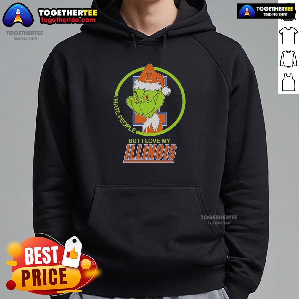 Official Grinch I Hate People But I Love My Illinois Fighting Illini Hoodie Official Grinch 'I Hate People But I Love My Illinois Fighting Illini Hoodie' featuring a festive design and logo.