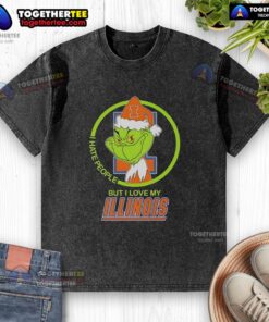 Official Grinch I Hate People But I Love My Illinois Fighting Illini washed t-shirt in vibrant colors.
