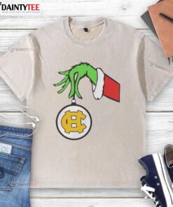 Official Harris County High School Grinch Favorite County Christmas 2025 washed t-shirt design featuring festive graphics.