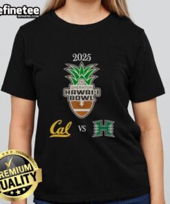 Alt Text: Official Hawaii Bowl 2025 matchup tee featuring Hawaii Rainbow Warriors vs California Golden Bears design.