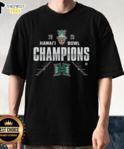 Official Hawaii Rainbow Warriors Football 2025 Hawai'i Bowl Champions T-Shirt featuring team colors and logo.