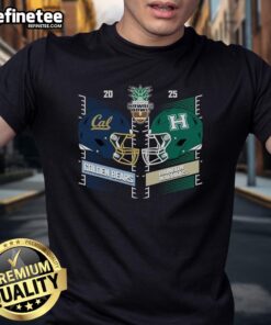 Alt Text: Official Hawaii Rainbow Warriors vs California Golden Bears 2025 Hawaii Bowl Heat to Heat helmet t-shirt design.