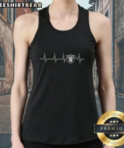 Alt Text: Official Heartbeat Las Vegas Raiders football logo graphic tank top featuring bold team colors and design.