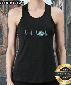 Official Heartbeat Miami Dolphins football logo graphic on a stylish tank top, perfect for fans and summer wear.