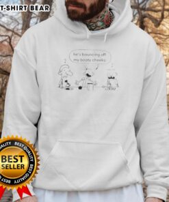 Alt Text: Official Diary of a Wimpy Kid hoodie featuring 'Hes Bouncing Off My Booty Cheeks' design, perfect for fans.