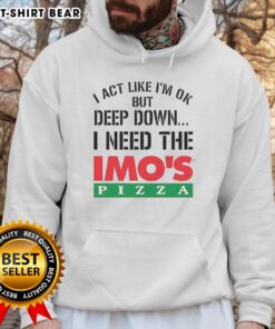 Official I Act Like I'm Ok But Deep Down I'm Eating Imo's Pizza Meme Hoodie design featuring vibrant graphics.