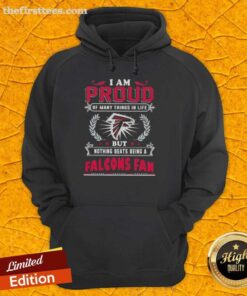 Alt Text: Official I Am Proud Of Many Things hoodie showcasing Atlanta Falcons pride for dedicated fans.