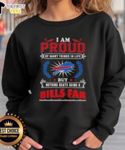Official I Am Proud sweatshirt showcasing Buffalo Bills pride, perfect for fans celebrating their team spirit.