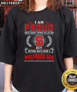 NC State Wolfpack fan ladies tee celebrating pride in life and sports, featuring bold typography and vibrant colors.
