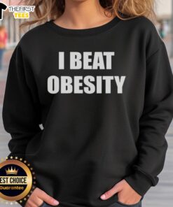 Official I Beat Obesity Sweatshirt in black, showcasing a motivational design perfect for fitness enthusiasts.