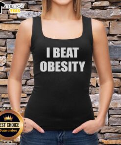 Official I Beat Obesity Tank Top for fitness enthusiasts, promoting a healthy lifestyle and body positivity.