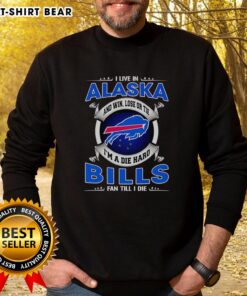 Alt Text: Official I Live In Alaska sweatshirt for die-hard Buffalo Bills fans, perfect for win, lose, or tie moments.