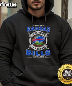 Official I Live In Kansas Hoodie for Dead Hard Buffalo Bills Fans, showcasing team spirit with a bold design.