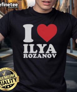 Alt Text: Official I Love Ilya Rozanov T-Shirt featuring a bold graphic design and vibrant colors, perfect for fans and collectors.
