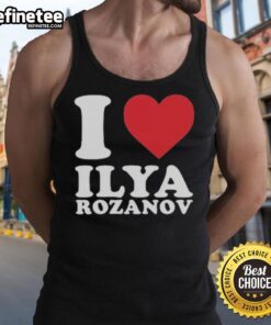 Alt Text: Stylish I Love Ilya Rozanov tank top featuring a bold graphic design, perfect for fans and casual wear enthusiasts.