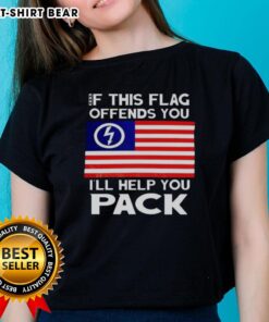 Alt Text: Official 'If This Flag Offends You I'll Help You Pack' music lover ladies tee, featuring bold text and a stylish design.