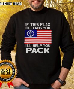 Alt Text: Official 'If This Flag Offends You, I'll Help You Pack' sweatshirt for music lovers, featuring bold graphic design.