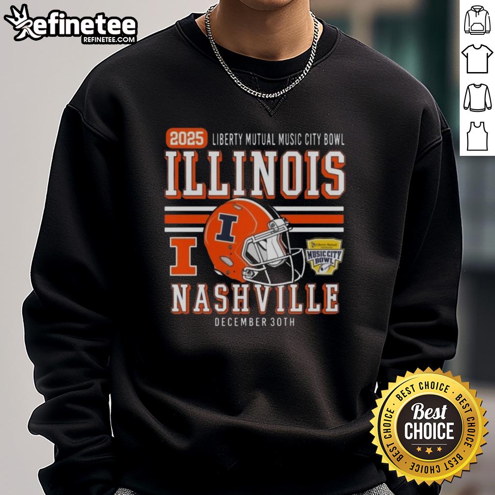 official-illinois-fighting-illini-football-2025-liberty-mutual-music-city-sweatshirt Alt Text: Official Illinois Fighting Illini Football 2025 Liberty Mutual Music City Sweatshirt in vibrant orange and blue colors.