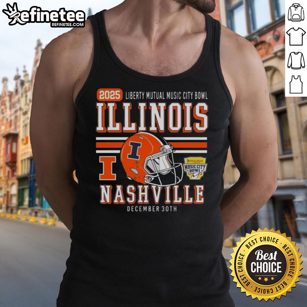 official-illinois-fighting-illini-football-2025-liberty-mutual-music-city-tank-top Official Illinois Fighting Illini Football 2025 tank top featuring Liberty Mutual Music City design, perfect for fans.