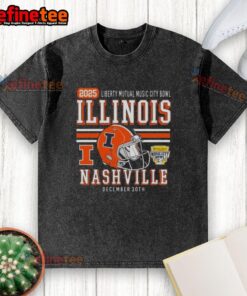 Official Illinois Fighting Illini Football 2025 Liberty Mutual Music City washed t-shirt in vibrant orange.