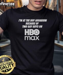 Official IM At The Boy Aquarium T-Shirt featuring two gay guys design from HBO Max, perfect for fans and pride events.