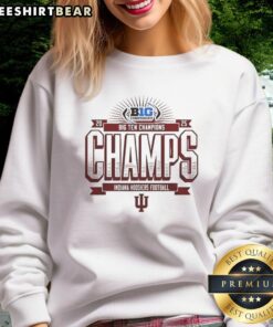 Official Indiana Hoosiers Football Big Ten Championship 2025 Sweatshirt featuring team logo and vibrant colors.