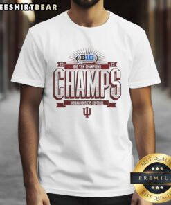 Official Indiana Hoosiers Football Big Ten Championship 2025 T-Shirt featuring team colors and logo, perfect for fans.