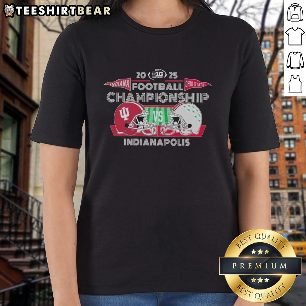 official-indiana-hoosiers-vs-ohio-state-buckeyes-2025-big-ten-football-championship-head-to-head-ladies-tee Official Indiana Hoosiers vs Ohio State Buckeyes 2025 Big Ten Football Championship ladies tee showcasing team logos.