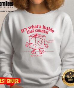 Official 'It's What's Inside That Counts' Bidfta sweatshirt showcasing a stylish design and comfortable fit.