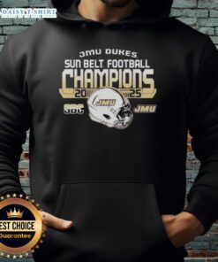 Official James Madison University Dukes Sun Belt Football Champions 2025 hoodie showcasing team pride and championship spirit.