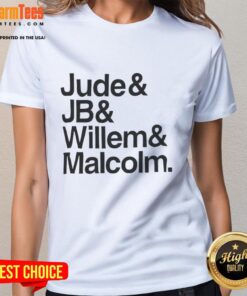 Alt Text: Official Jude JB Willem and Malcolm Ladies Tee featuring stylish design and vibrant colors for casual wear.