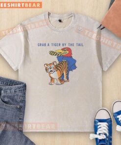 Official Kansas Jayhawks vs Missouri Tigers rivalry t-shirt featuring the Tiger mascot, perfect for fans and collectors.