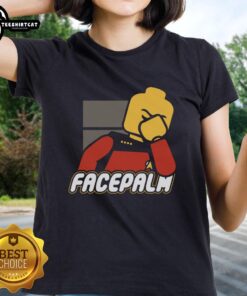 Official Lego Face Palm Ladies Tee featuring a humorous design, perfect for fans of Lego and quirky fashion.