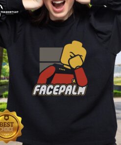 Official Lego Face Palm Sweatshirt featuring a playful design, perfect for Lego fans and casual wear enthusiasts.