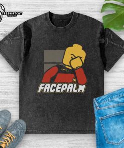 Official Lego Face Palm Washed T-Shirt featuring a humorous Lego graphic on a stylish, comfortable fit.