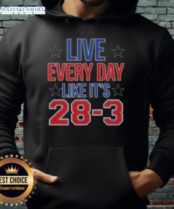 Official Live Everyday Like It's 28-3 high-quality hoodie in black, showcasing stylish design and comfortable fabric.