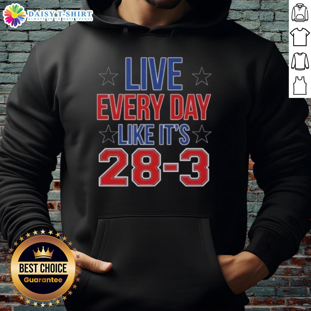 Official Live Everyday Like It'S 28 3 High Quality Hoodie Official Live Everyday Like It's 28-3 high-quality hoodie in black, showcasing stylish design and comfortable fabric.