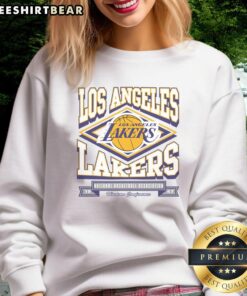 Official Los Angeles Lakers heater sweatshirt featuring team colors and logo, perfect for fans and cold weather.