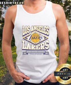 Official Los Angeles Lakers heater tank top featuring team colors and logo, perfect for fans and summer wear.