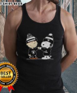 Official Los Angeles Raiders Snoopy and Charlie Brown Best Friends tank top featuring vibrant graphics and cozy design.