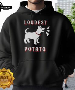 Official Loudest Potato Dog Hoodie featuring a fun design, perfect for pet lovers and casual wear enthusiasts.