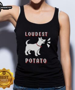 Official Loudest Potato Dog Tank Top featuring a playful design, perfect for pet lovers and summer outings.