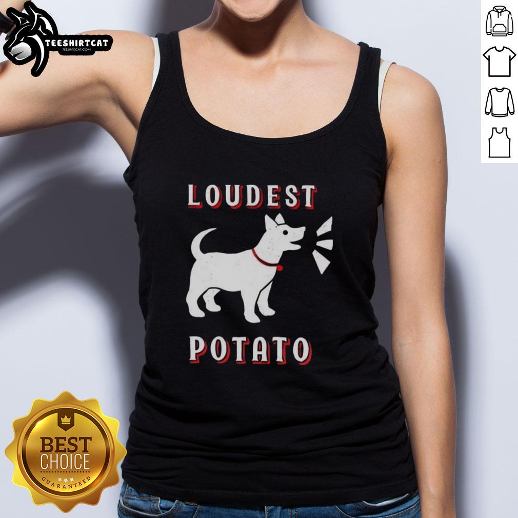 official-loudest-potato-dog-tank-top Official Loudest Potato Dog Tank Top featuring a playful design, perfect for pet lovers and summer outings.
