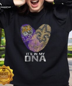 LSU Tigers x New Orleans Saints sweatshirt featuring 'It's In My DNA' design, perfect for Louisiana city sports fans.